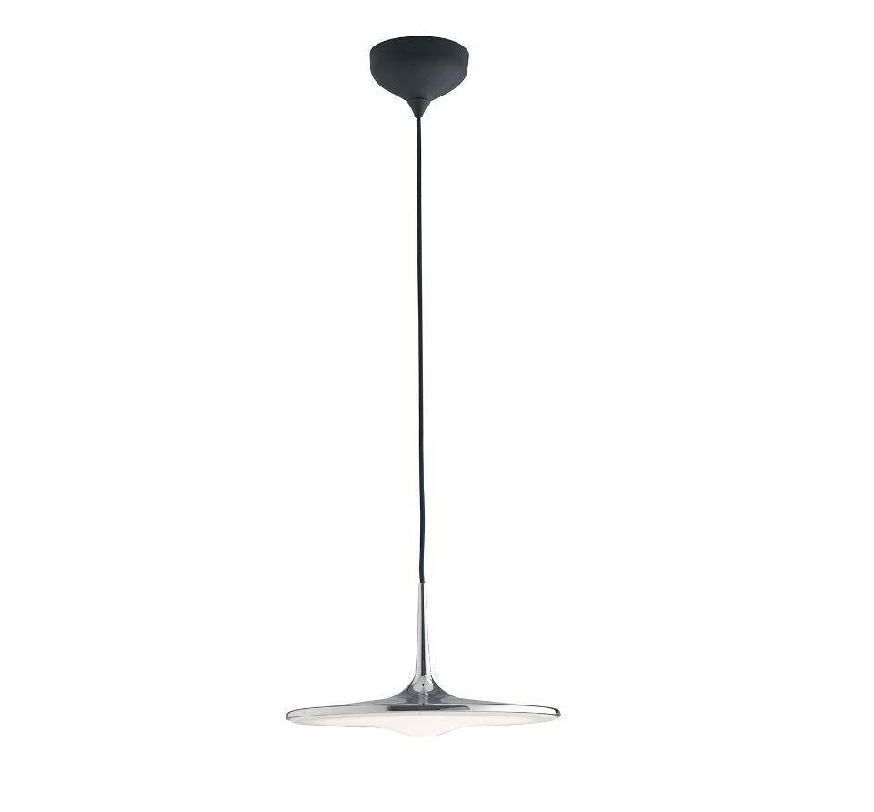 Sospensione LED in metallo cromato e cavo in tessuto nero 36W 2880 LM 4000°k dimmerabile IKON-S Sospensione LED in metallo cromato e cavo in tessuto nero 36W 2880 LM 4000°k dimmerabile IKON-S